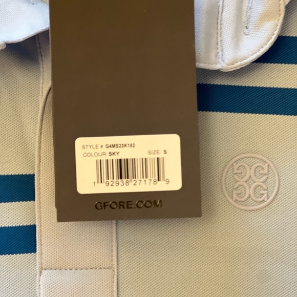 NEW G/FORE Mens Striped Offset Golf Polo Shirt Size Small Blue Short Sleeve - Picture 7 of 10